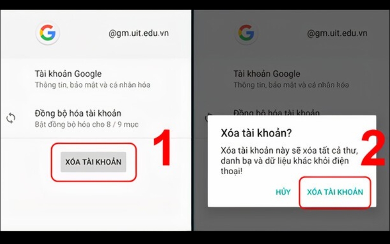 Hướng dẫn xoá tài khoản Google qua Cài đặt